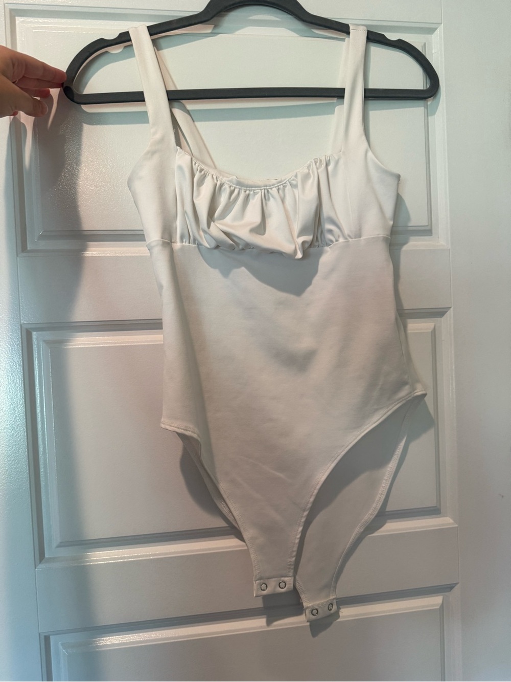 Forever 21 White Girls One-Piece Bodysuit with Ruching